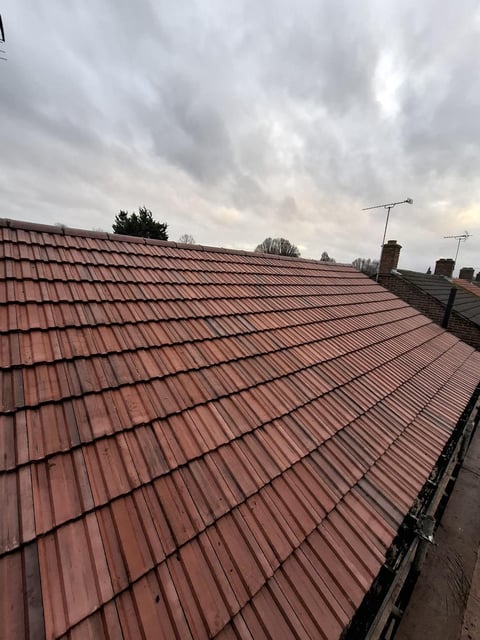 Terracotta tile roof aerial view